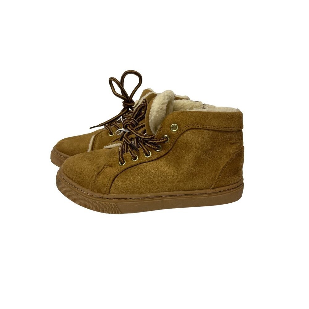 Capelli New York Boy's Chukka Boots Camel Tan Suede Sherpa Lined Size 2 Kids